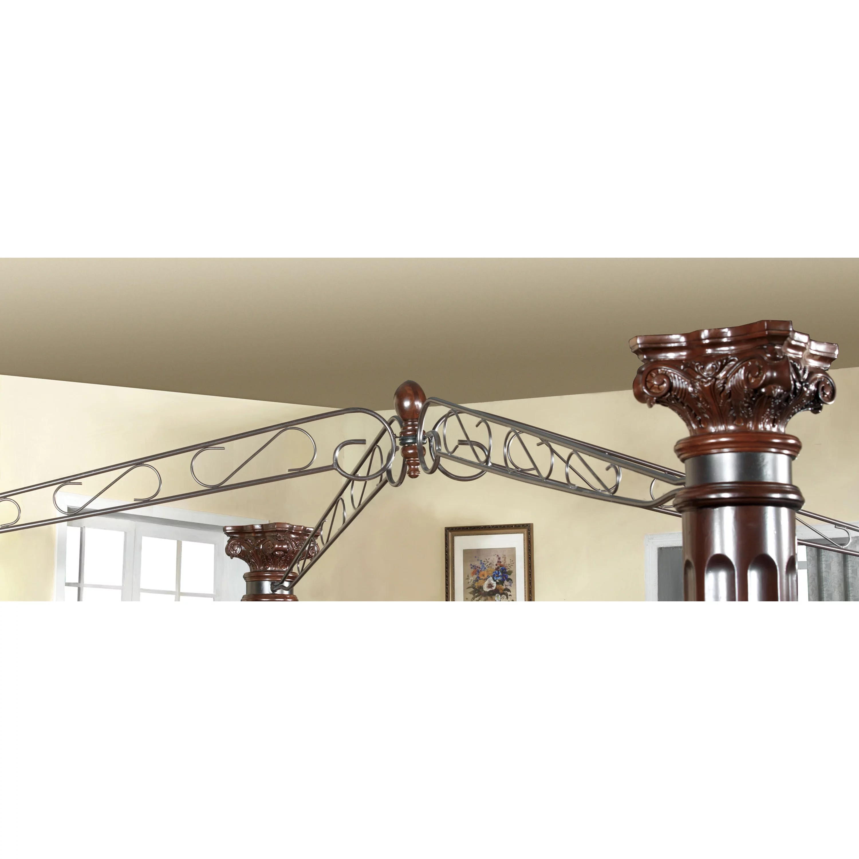 Furniture of America Arthur Canopy Bed, Queen, Brown Cherry