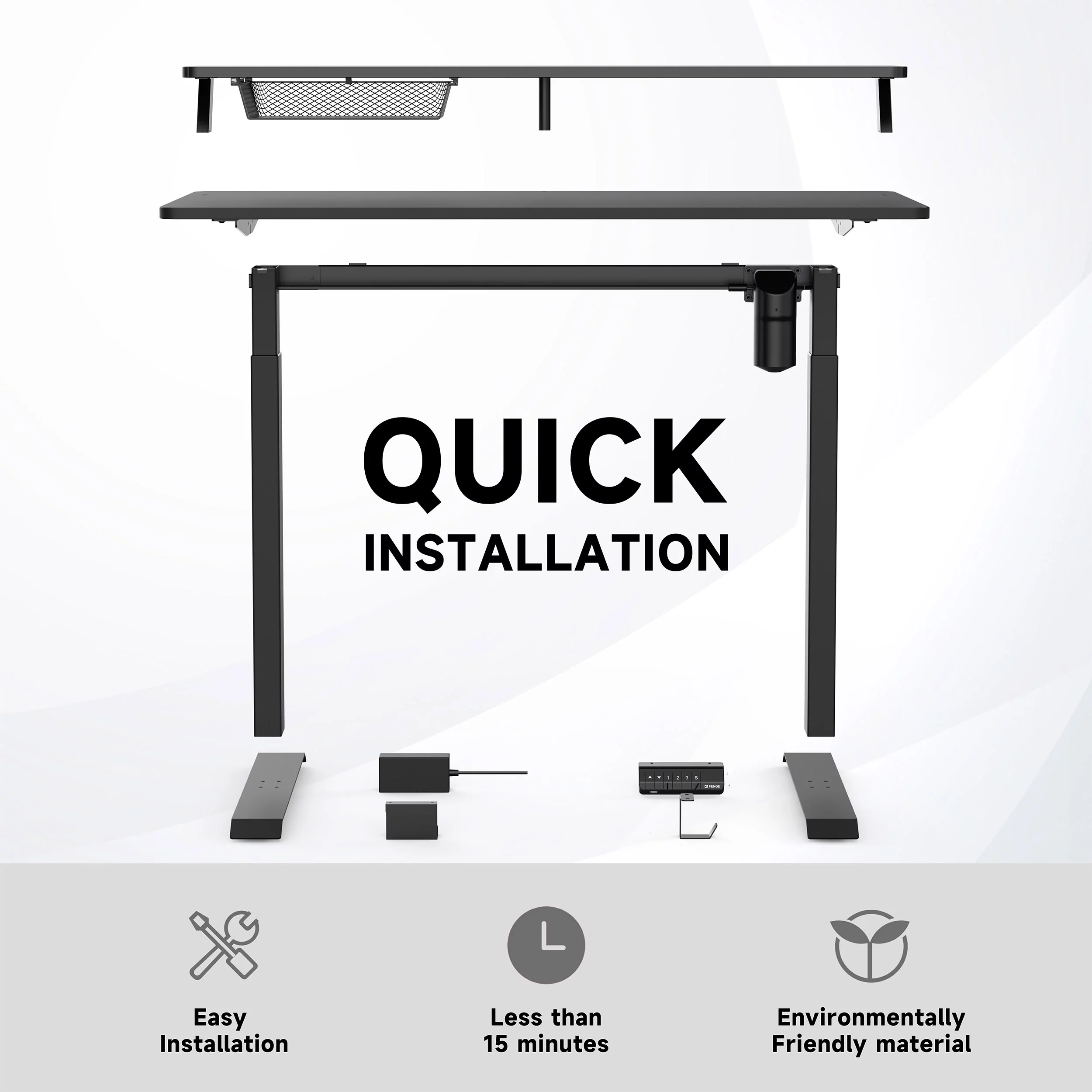 Fenge 2 Tier Electric Standing Desk Height Adjustable Stand up Desk