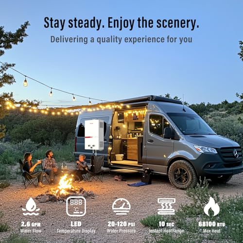 Propane Water Heater Tankless, 10L Portable Water Heater, 2.6GPM Portable Hot Water Heaters with Multi-Protection, Instant Camping Water Heaters for Camping, Outdoors Shower, RV Shower, White