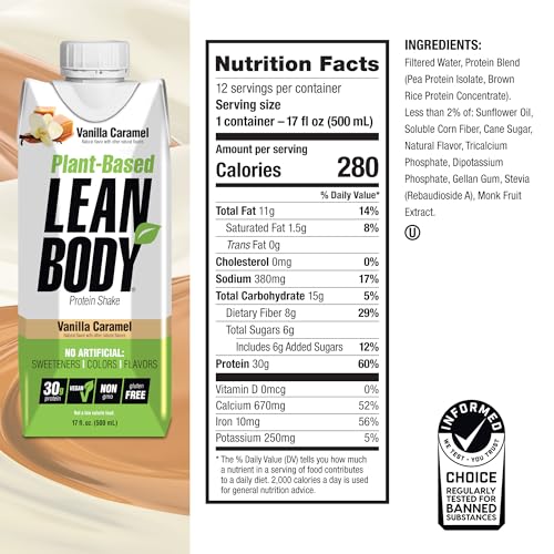 Labrada Lean Body Ready-to-Drink Strawberry Protein Shake, 40g Protein, Whey Blend, 0 Sugar, Gluten Free, 22 Vitamins & Minerals, 17 Ounce (Recyclable Carton & Lid - Pack of 12) LABRADA