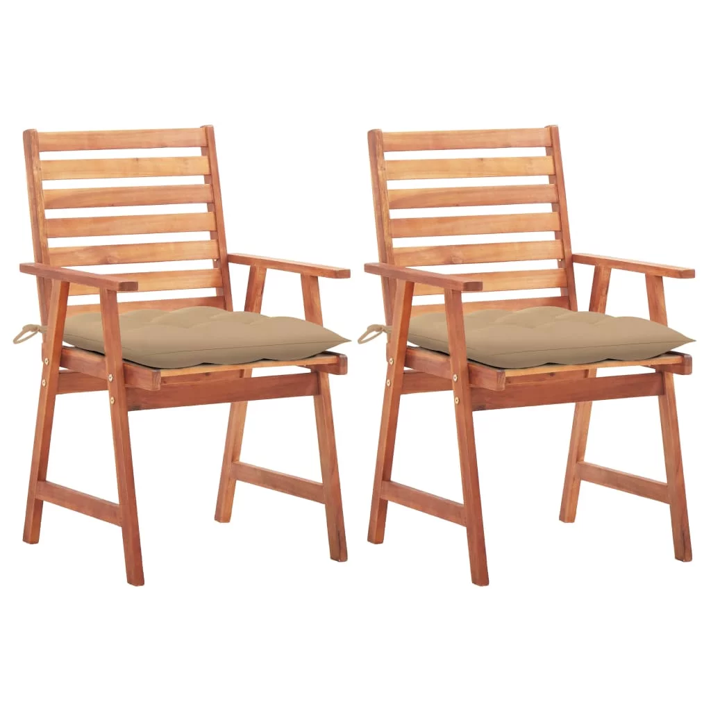 Patio Dining Chairs 2 pcs with Cushions Solid Acacia Wood