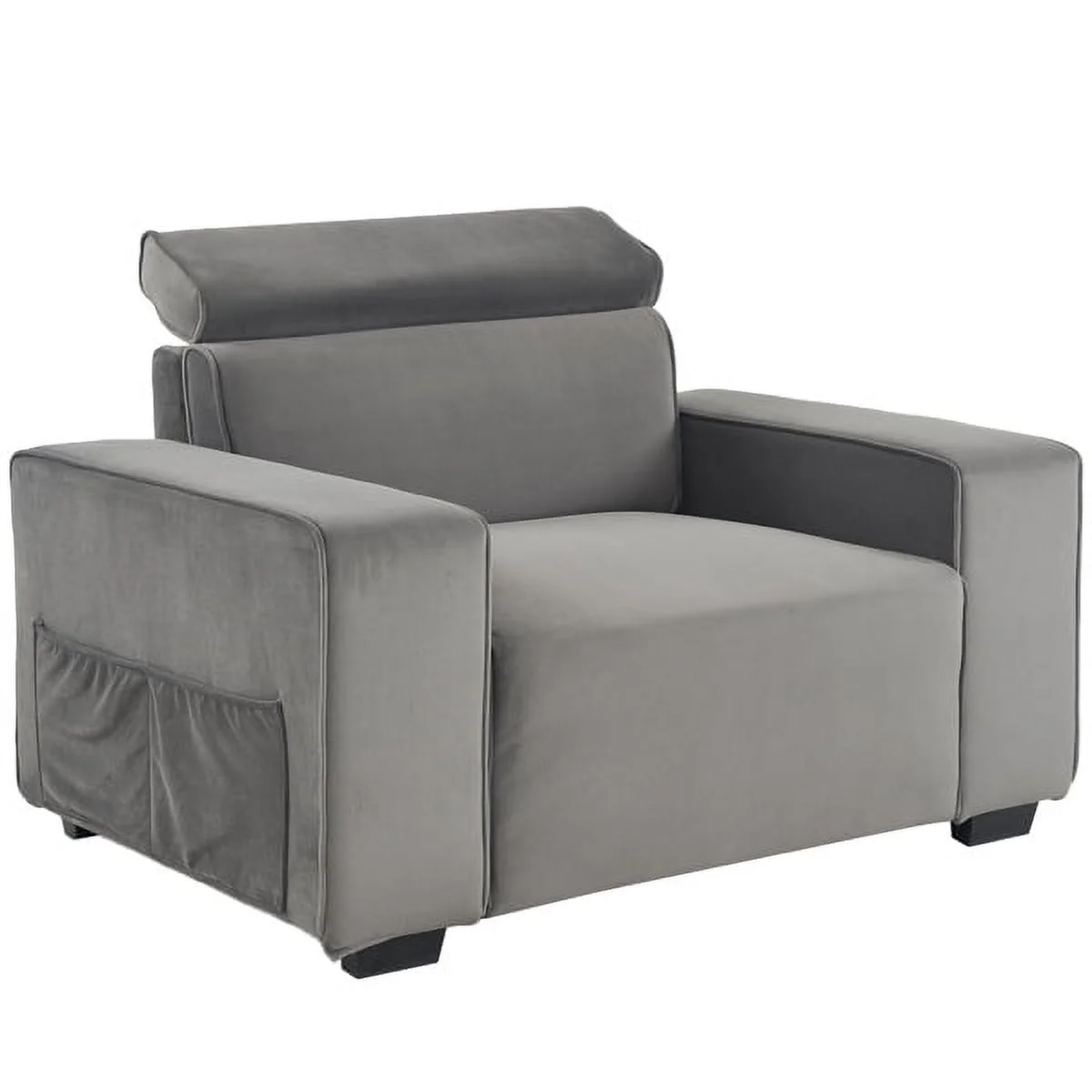 136*96*83cm Retro Pu 26cm Fully Detachable Armrests Single Seat With Side Pockets Full Pull Point Indoor Single Sofa Brown