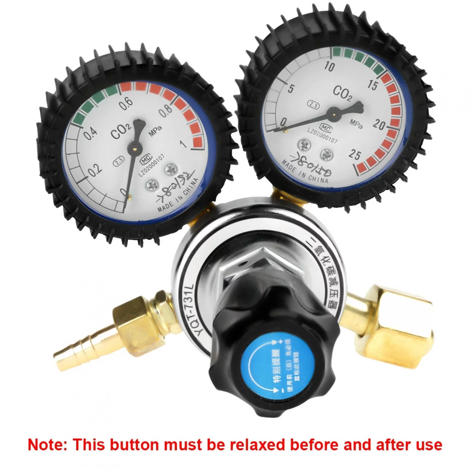 CO2 Gas Pressure Regulator, CO2 Gas Bottle Welder, Gas Bottle Regulator CO2 Gas Brass Pressure Regulator Mig Tig Welding Flow Meter Gauge for Gas Welding Cutting
