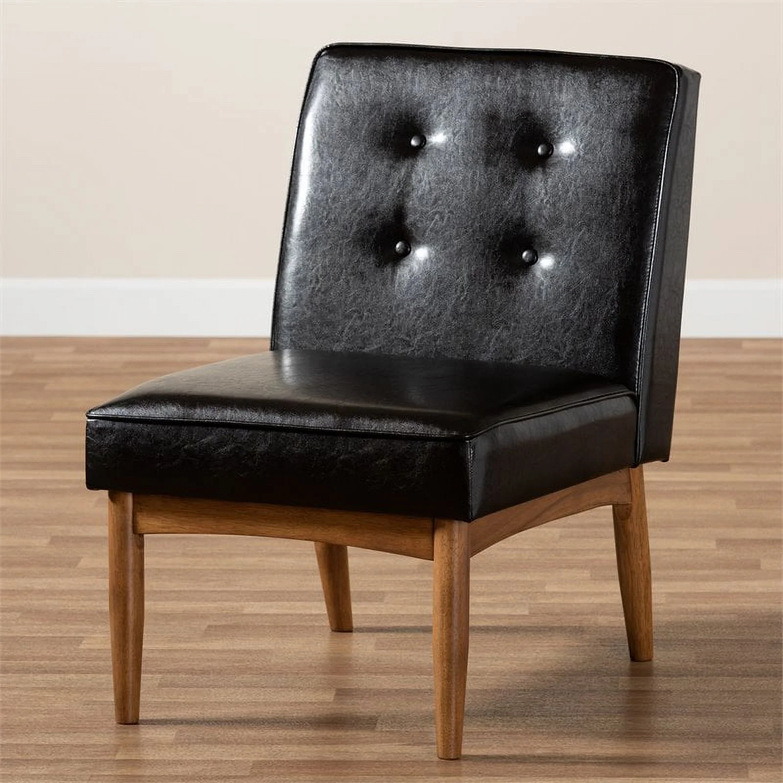 Bowery Hill Dark Brown Faux Leather Upholstered Wood Dining Chair