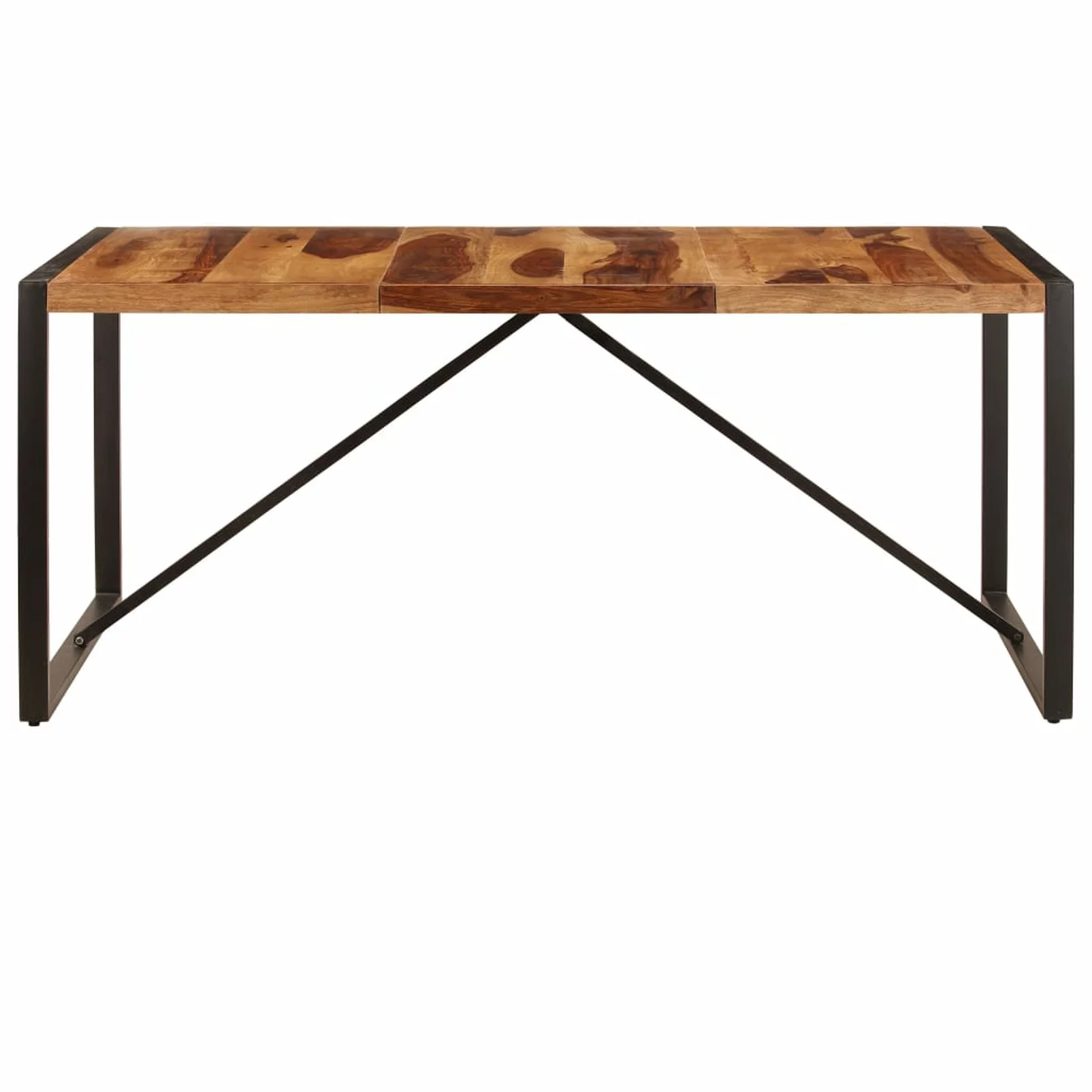 Anself Dining Table Sheesham Wood Tabletop Dinner Table Powder-Coated Steel Legs for Kitchen, Dining Room, Home Furniture 70.9 x 35.4 x 29.5 Inches (L x W x H)