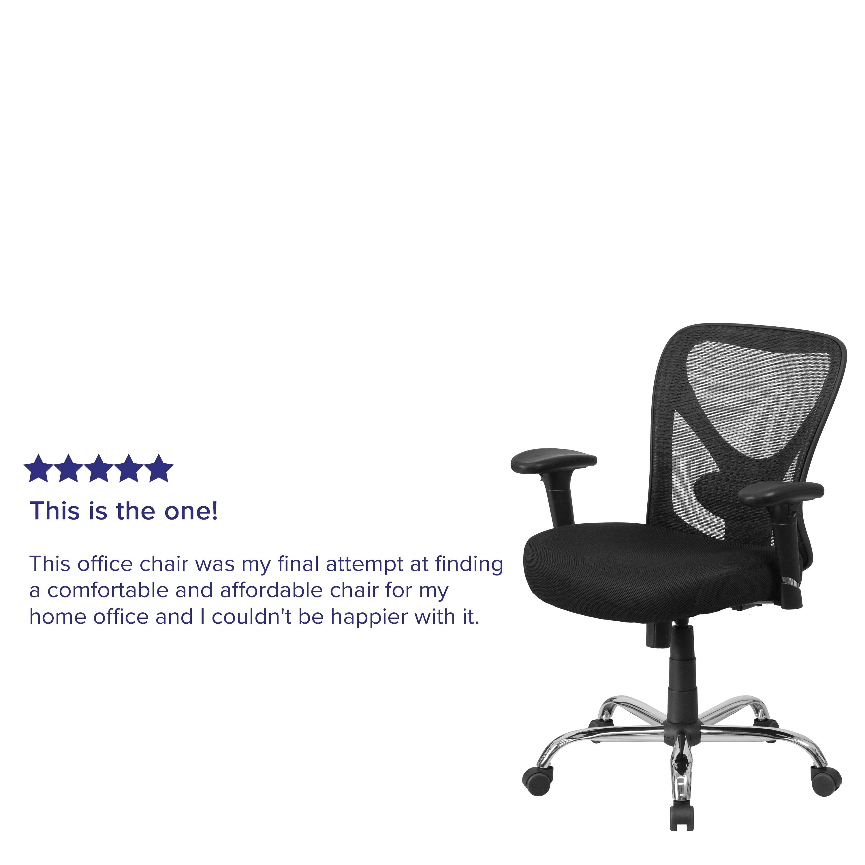 BizChair Big & Tall 400 lb. Rated Black Mesh Swivel Ergonomic Task Office Chair with Height Adjustable Back and Arms