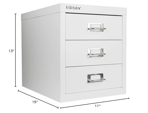 Bisley 10-Drawer Steel MultiDrawer Cabinet - Black, Chrome Pull Handles with Label Holders, Powder-Coated Steel, Removable Drawers, Fits Under Most Desks, Labels Included