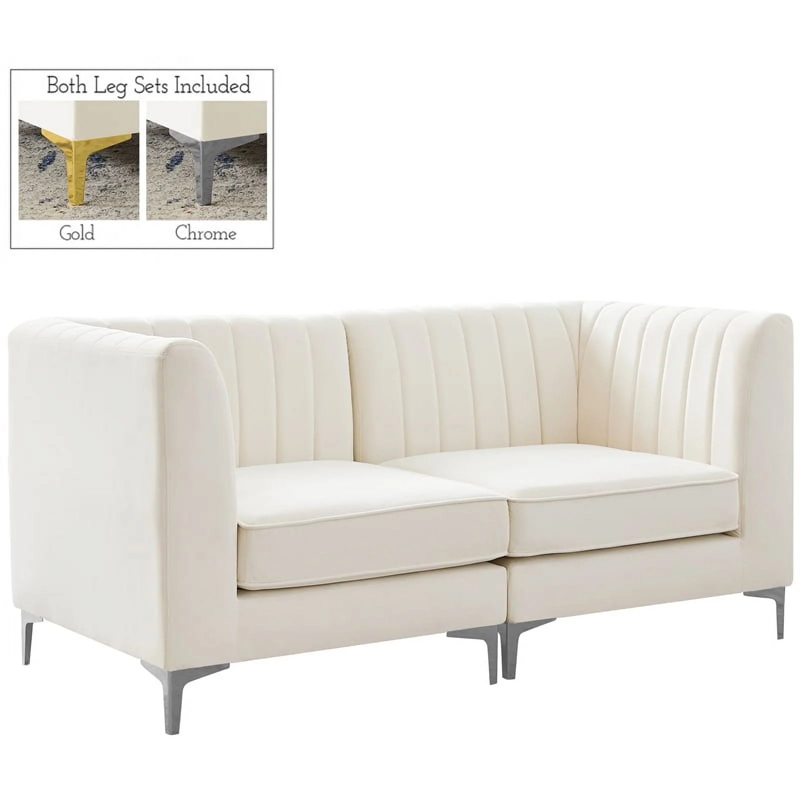 Meridian Furniture Alina Cream Velvet Modular Sofa