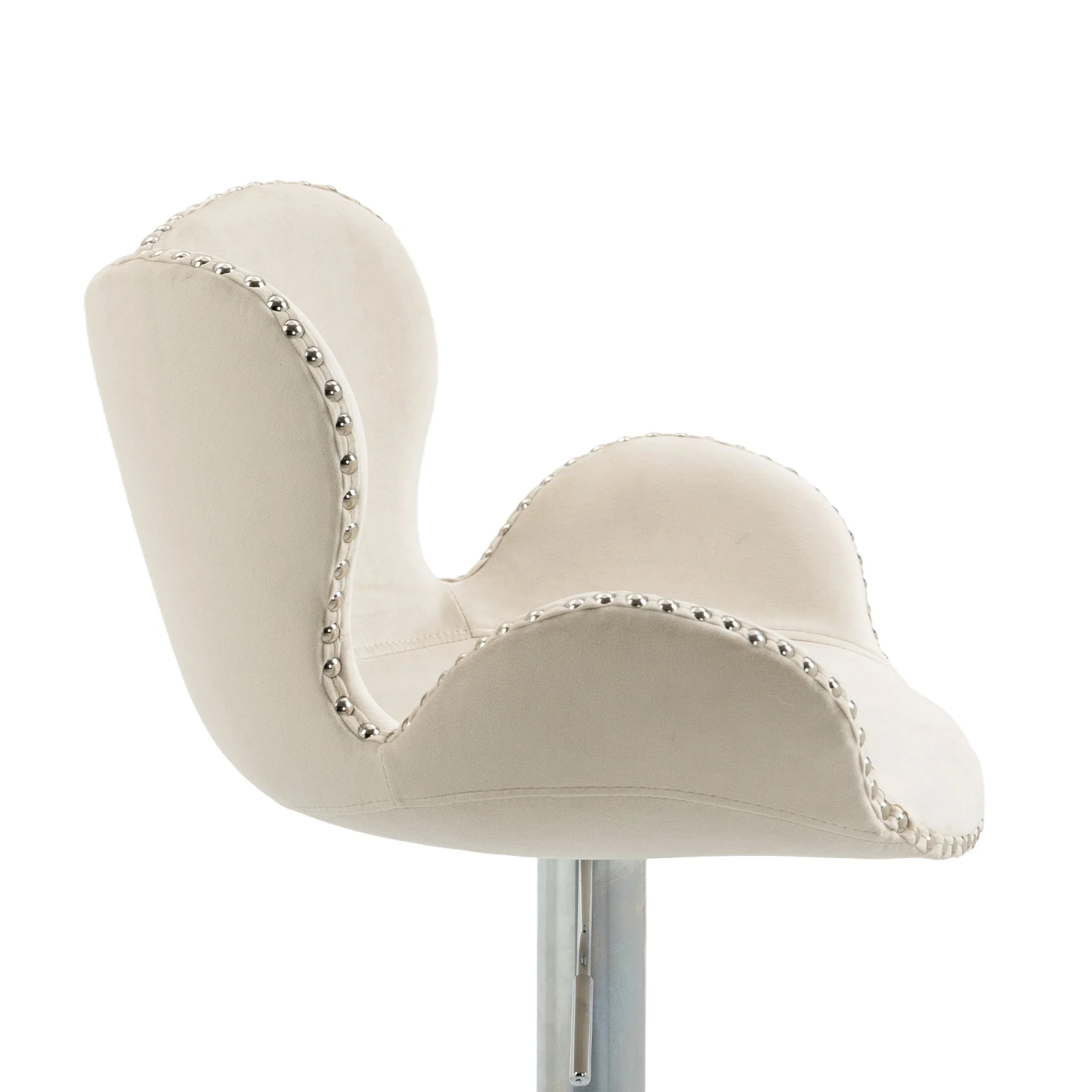 Clove Bar Stools with Back and Footrest  - Beige Set of 2