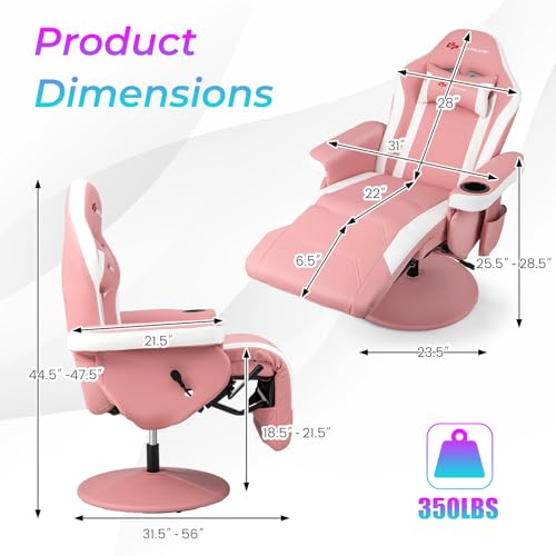 Gaming Recliner Adjustable Massage Gaming Chair with Cup Holder Footrest Ergonomic Single Sofa Living Room Home Theater Seating with Side Pouch, Blue