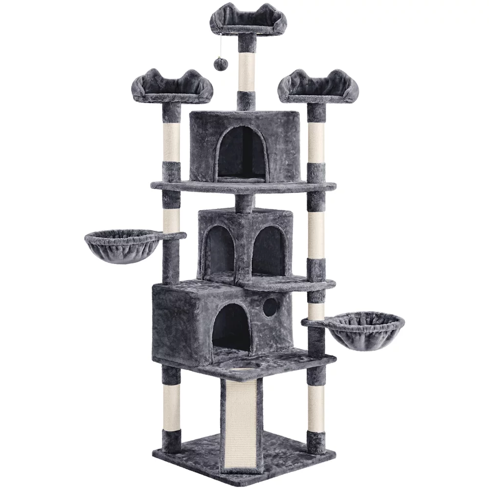 Yaheetech 76.5-inch Cat Tree Cat Tower with Condos, Dark Gray