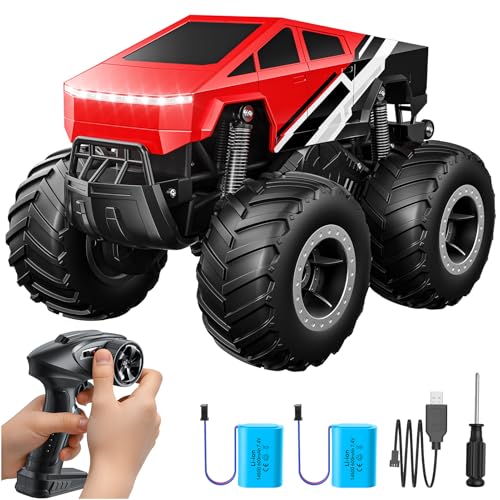 Remote Control Car Off-Road Pick-up Truck - 4WD Amphibious RC Truck Toy RC Cars for All Terrain, 1:16 Scale Hobby Monster Trucks Toys 2.4GHz Vehicles Kids Gifts for Boys/Girls Age 6 7 8 9 10-12+,Red