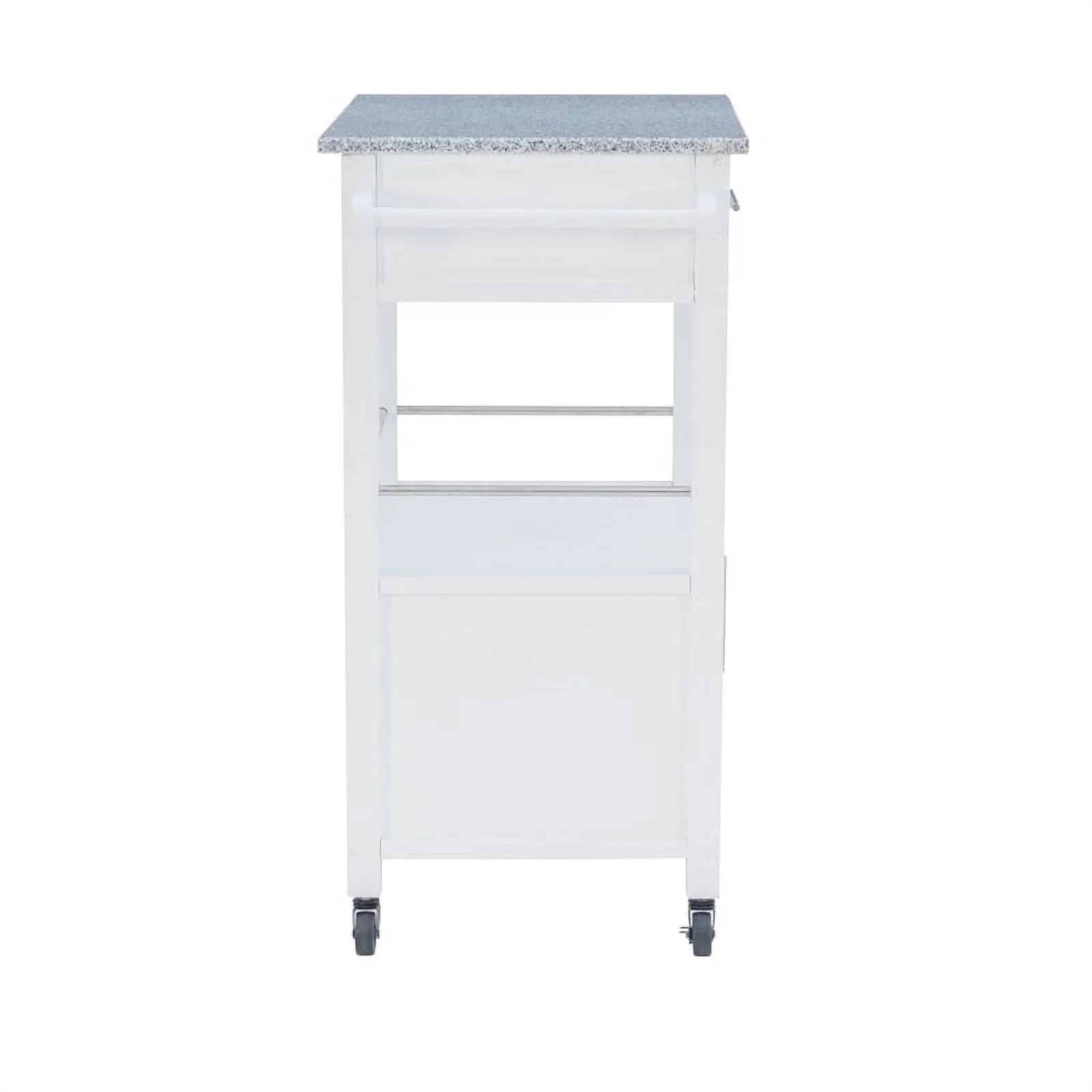 Riverbay Furniture Transitional Wood/Granite Top Kitchen Cart in Bright White