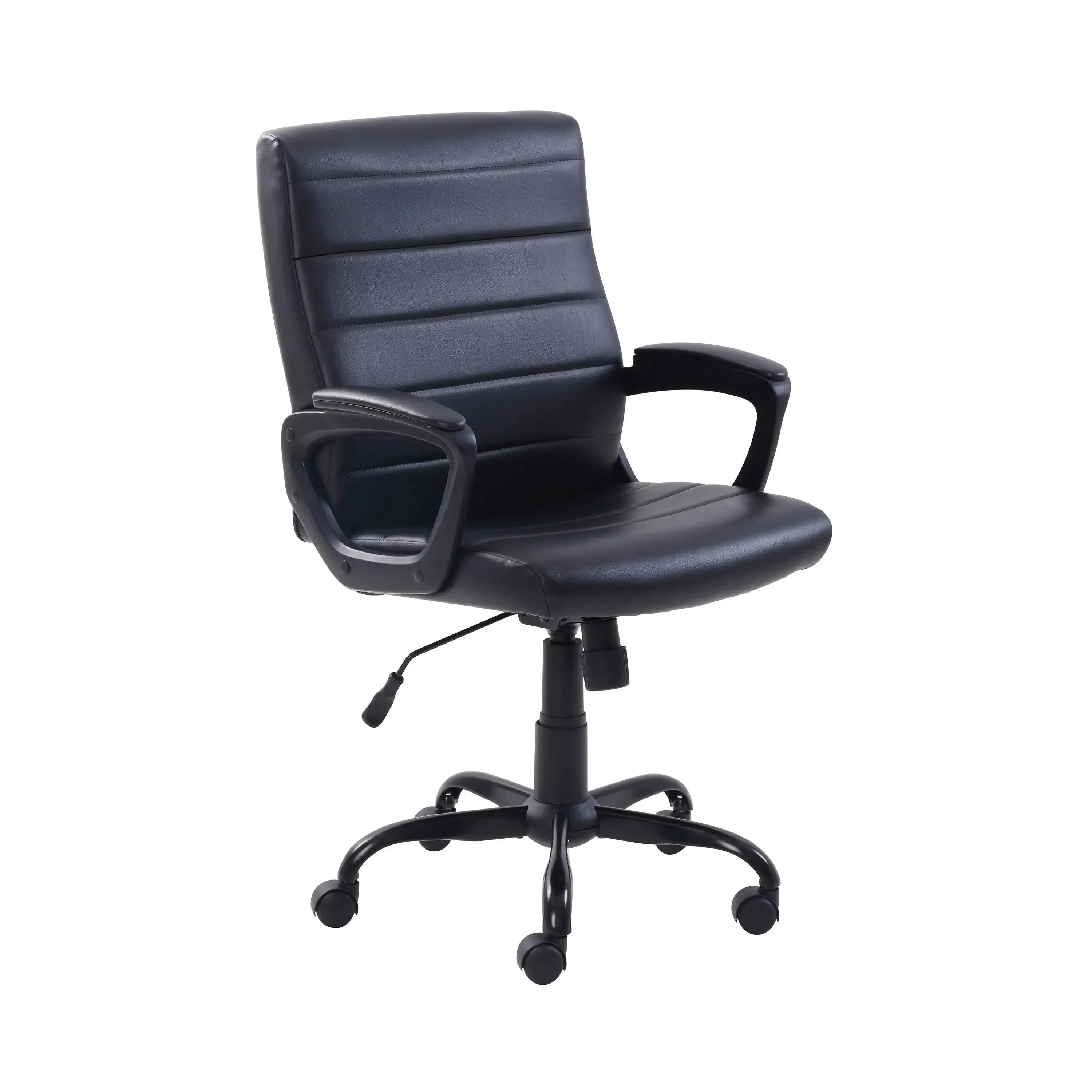 Mid-Back Manager's Office Chair With Arms Free Shipping Bonded Leather Brown Computer Chairs Lightweight Relax Swivel Furniture