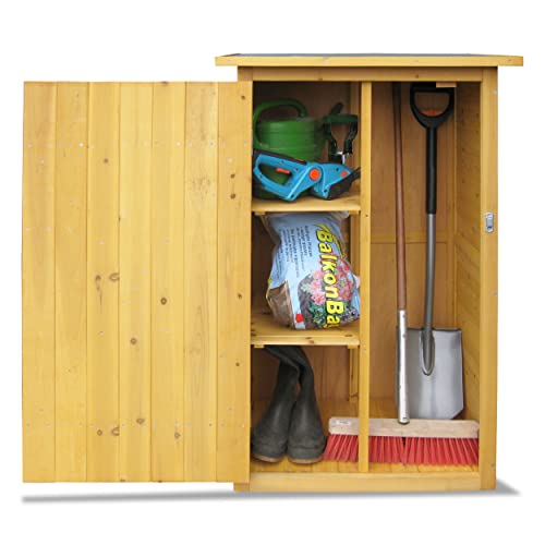 Outdoor Storage Shed with Floor & Adjustable Shelves, Wooden Garden Tool Cabinet Weatherproof, 71