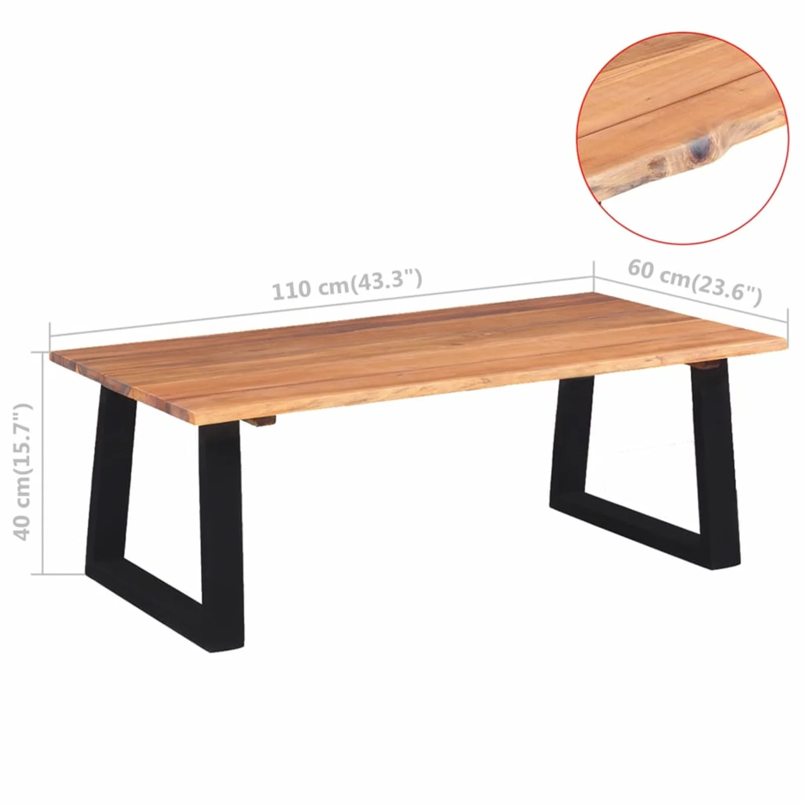 Coffee Table Solid Acacia Wood 43.3