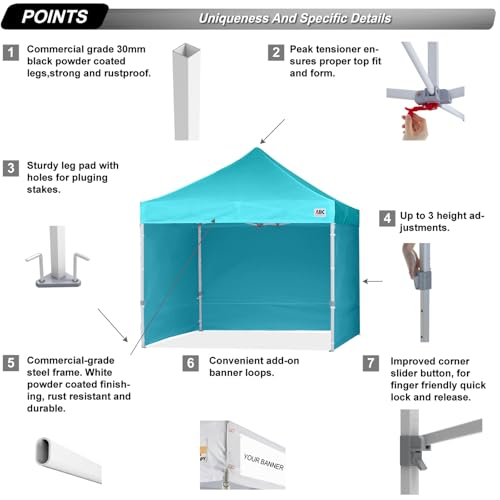 ABCCANOPY Easy Pop Up Canopy Tent with Sidewalls 10x10 Commercial -Series, White