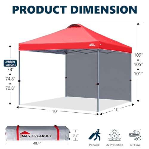MASTERCANOPY Durable Pop-up Canopy Tent with 1 Sidewall (10'x10',White)