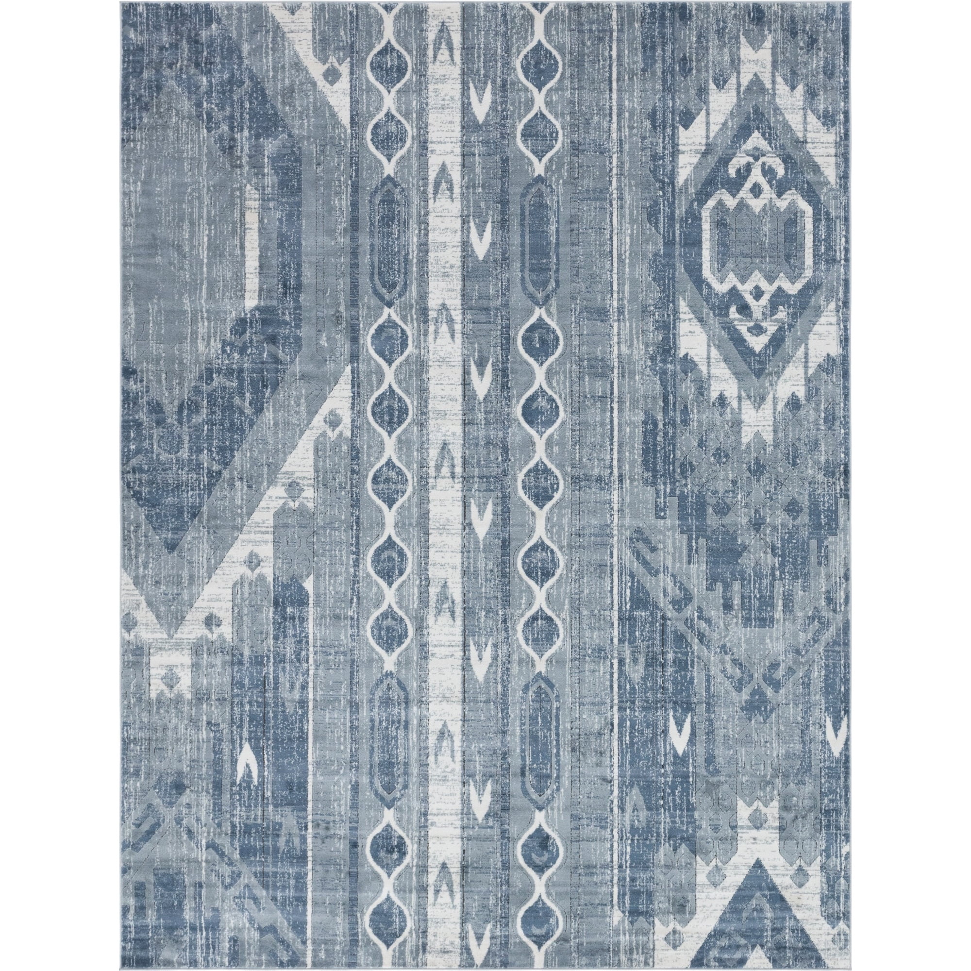 Unique Loom Orford Portland Rug Blue Gray/Gray 9' x 12' Rectangle Striped Bohemian Perfect For Living Room Bed Room Dining Room Office