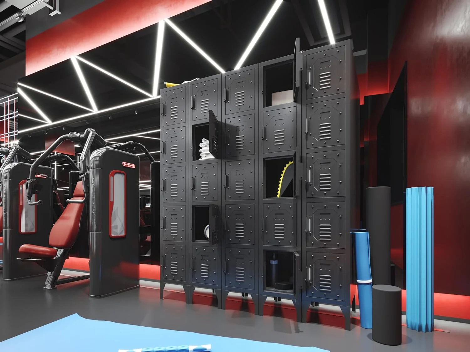 Metal Storage Cabinet, 5 Doors Lockable Employees Metal Locker, 72