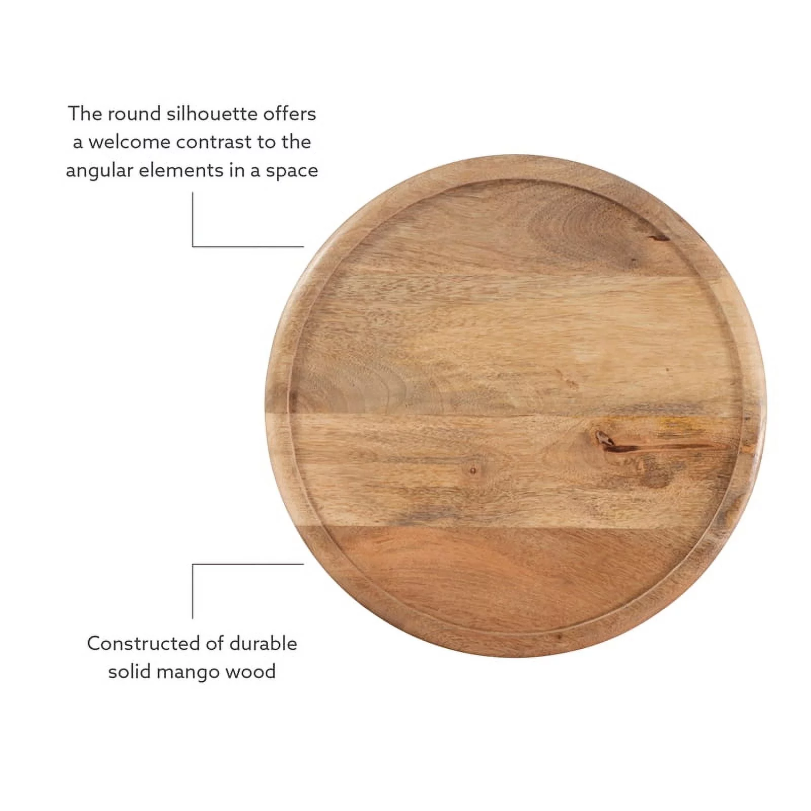 Pemberly Row Transitional Mango Wood Side Table in Natural