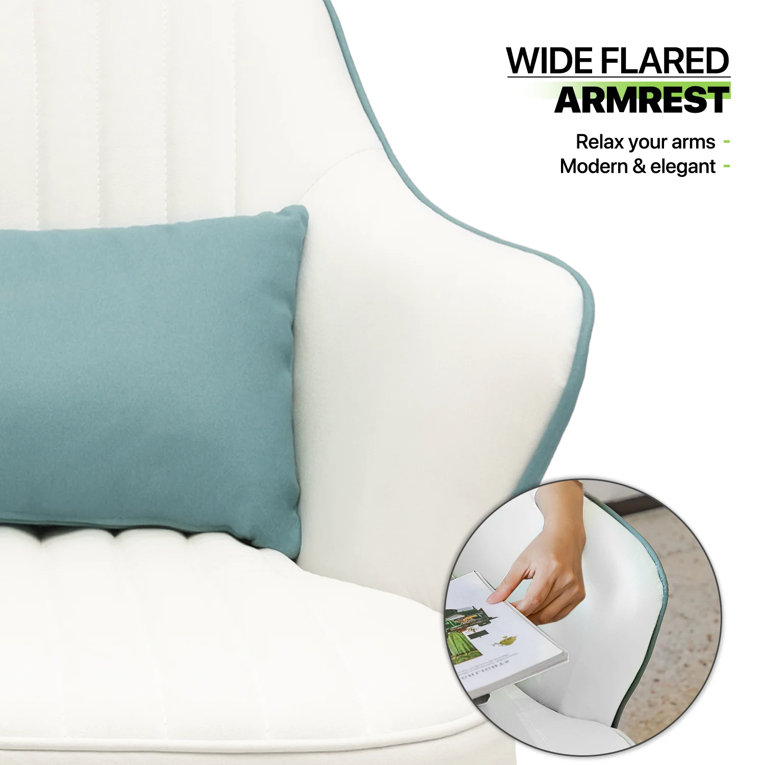 Magshion Accent Chair, Modern Accent Armchair for Living Room and Bedroom, Comfy Reading Chair with Cushion, Upholstered Single Sofa, Cadet Blue