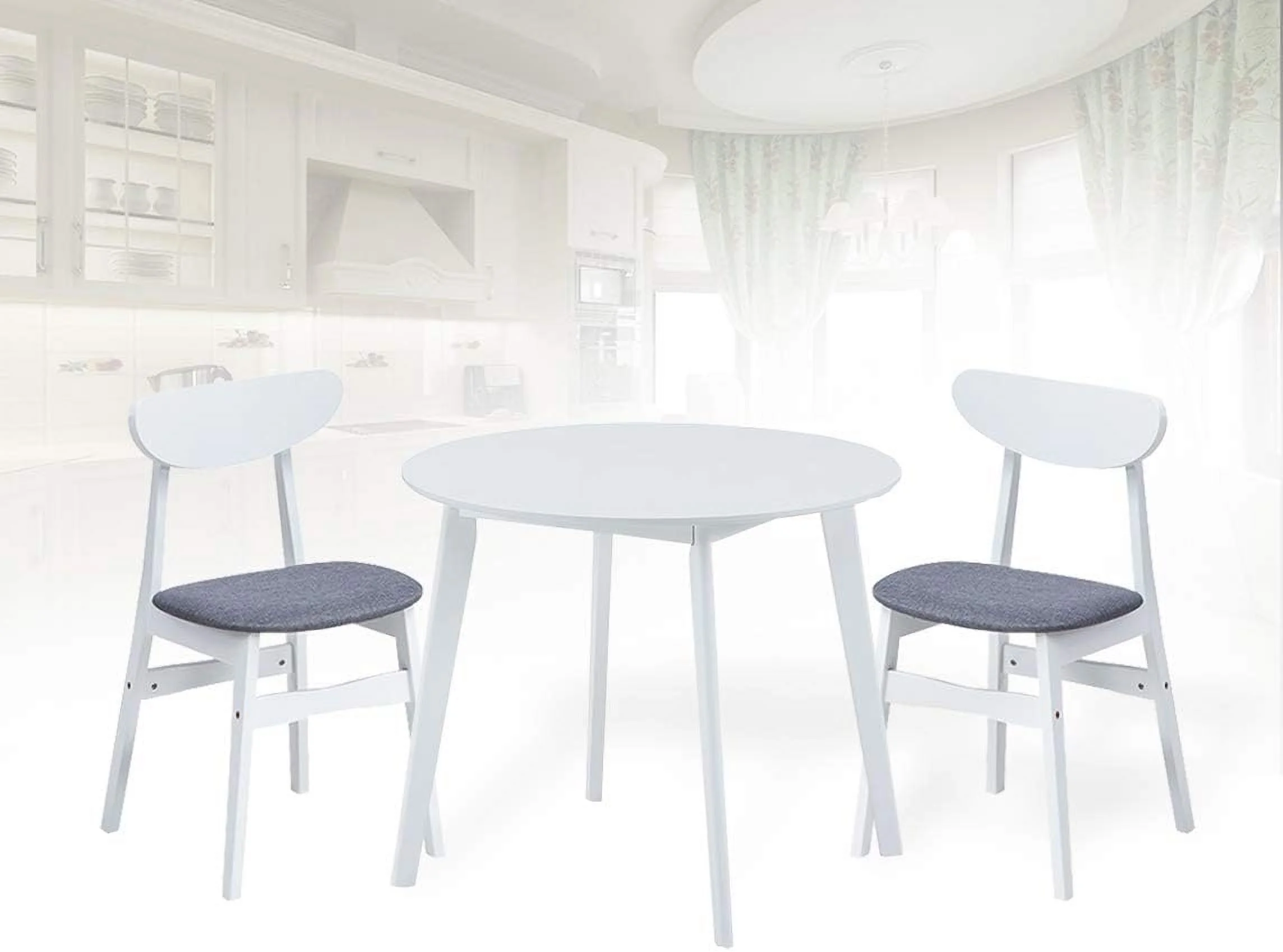 Dining Room Extendable Table Modern Solid Wood White Color
