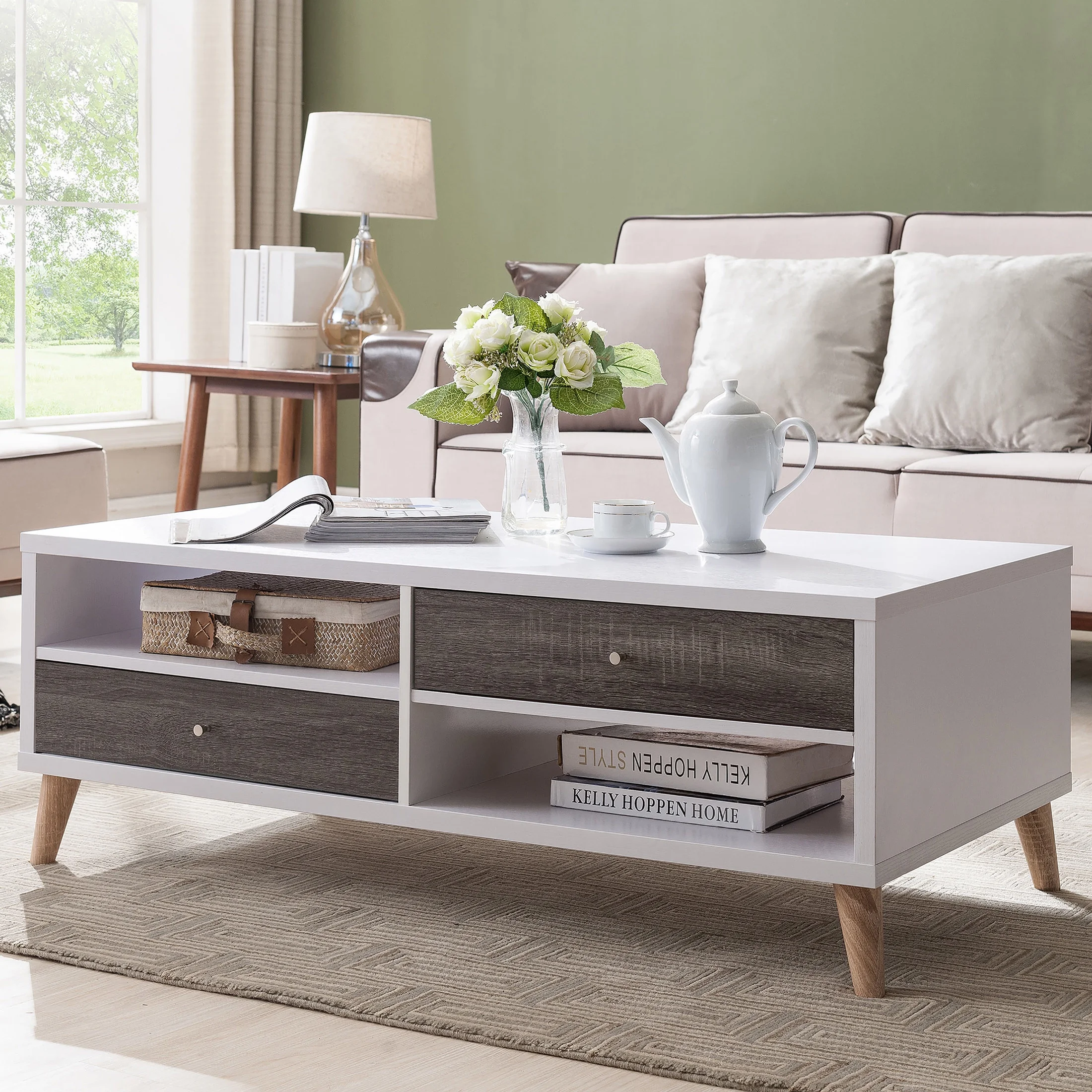 Furniture of America Desmond 2-Drawer Coffee Table, White