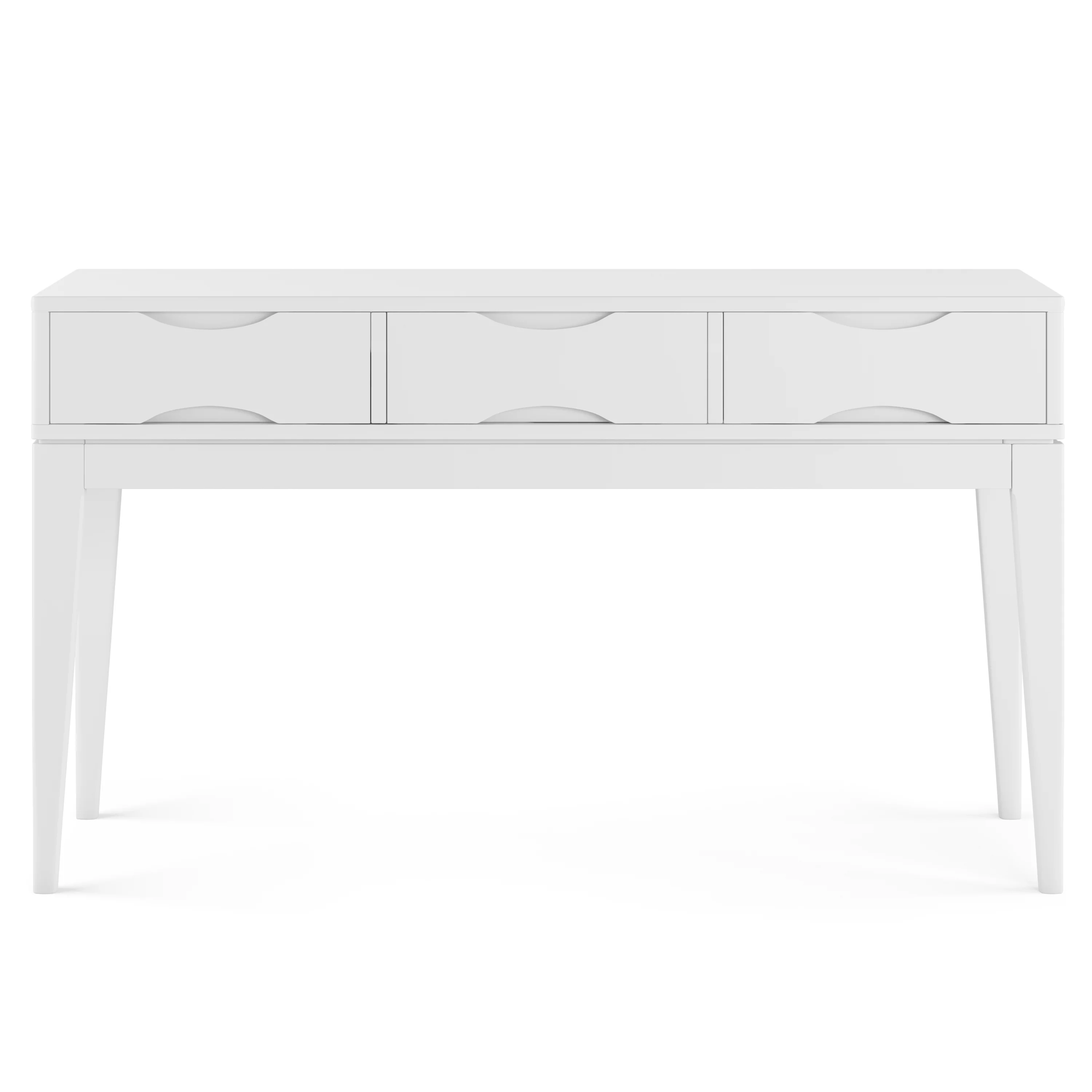 Simpli Home Harper Solid Hardwood 54 inch Wide Mid Century Modern Console Sofa Table in White