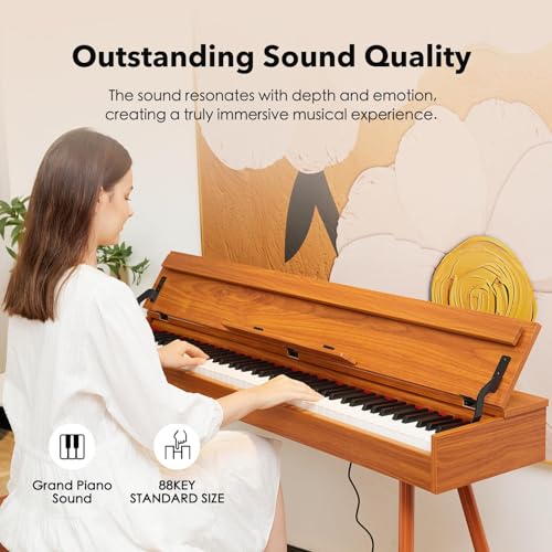 Digital Piano 88 Key Weighted Keyboard,Full-Size Desk Progressive Hammer-Action Electric Piano For Beginners, With Sheet Music Stand, Pedal,Power Adapter, Headphone Mode, Usb-Midi