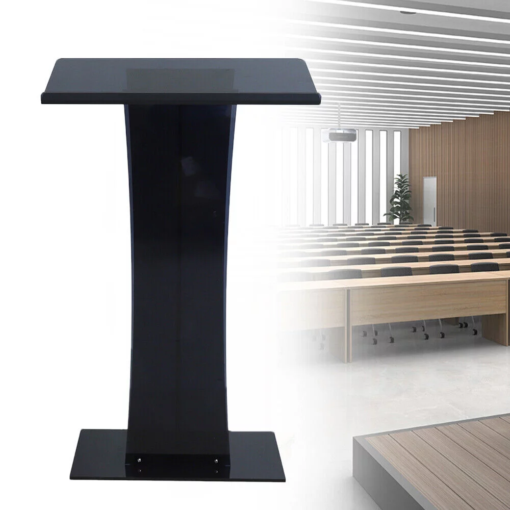 ZhdnBhnos Black Acrylic Podium Podium Stand Clear Podium Lectern Plexiglass Pulpit Presentation Table Reception Stand For Conference School Church