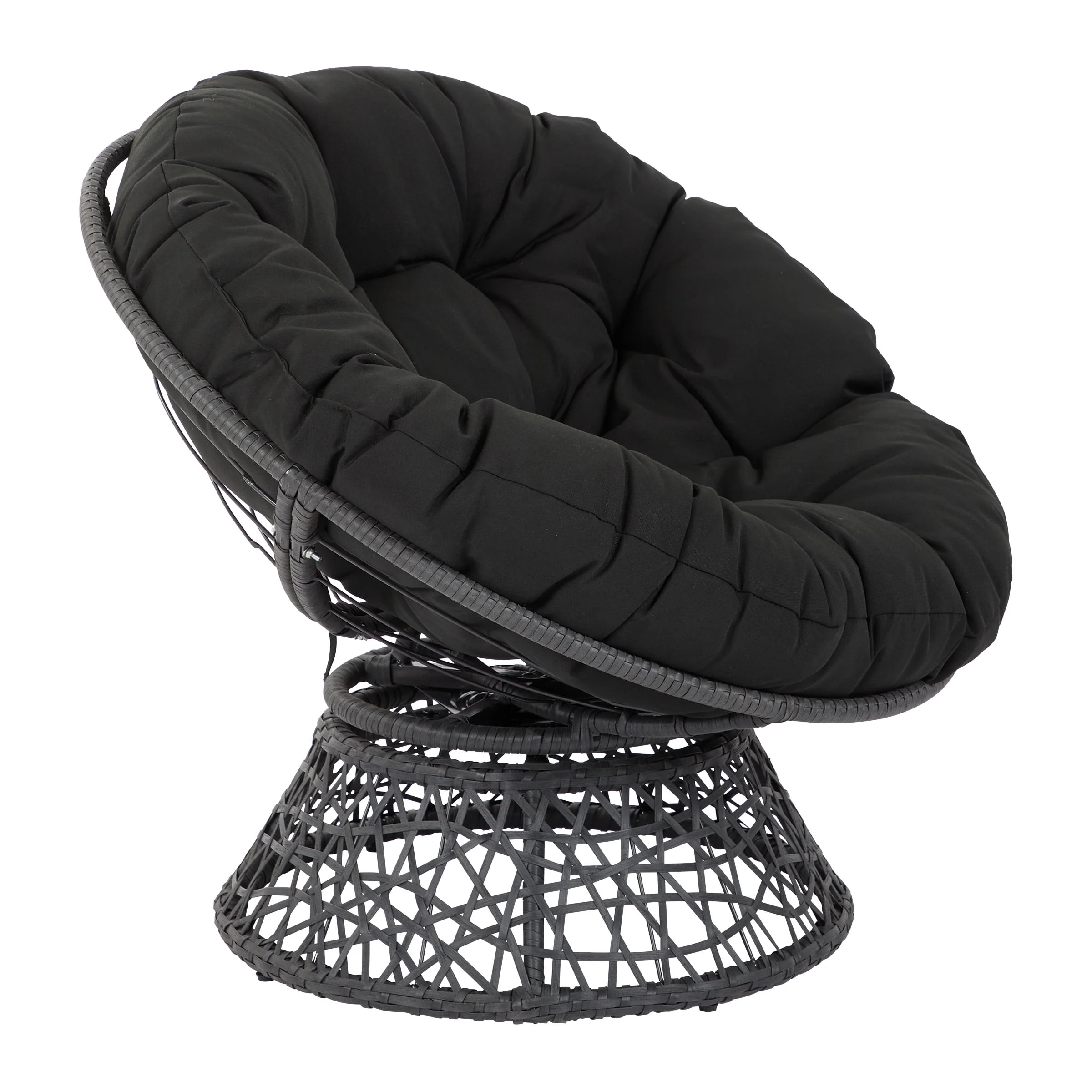 OSP Home Furnishings Papasan Chair with White cushion and Black Frame