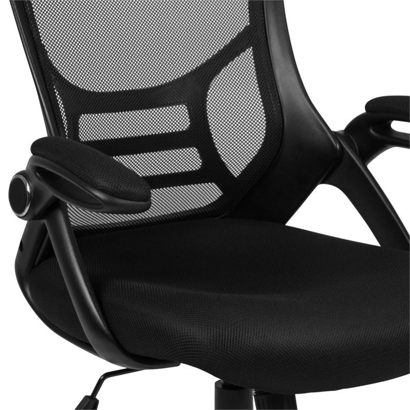 Flash Furniture High Back Black Mesh Ergonomic Swivel Office Chair with Black Frame and Flip-up Arms