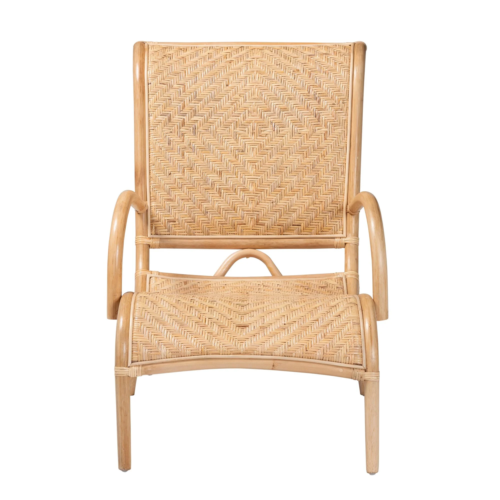 Baxton Studio Madura Modern Bohemian Natural Brown Rattan Lounge Chair