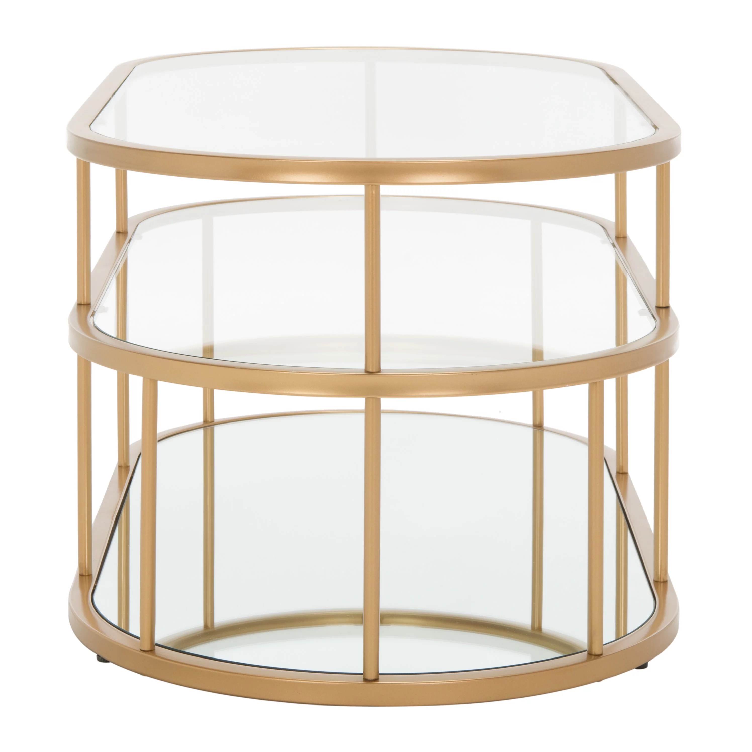 SAFAVIEH Layta Glam 3 Shelf Coffee Table, Gold/Glass