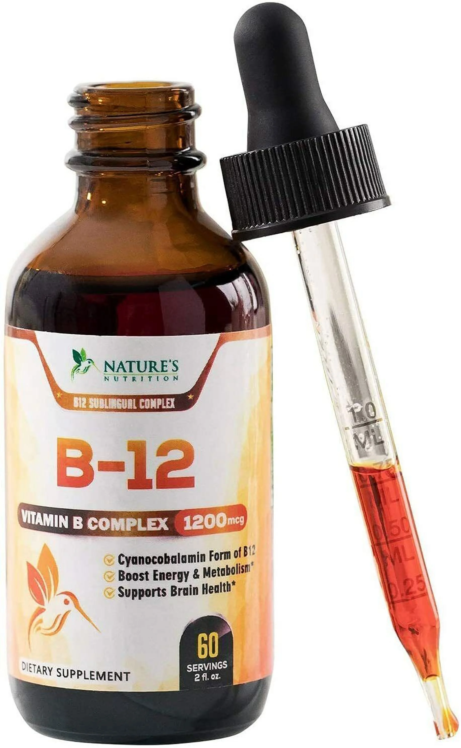 Vitamin B12 Sublingual Liquid Drops 1200mcg 2 OZ