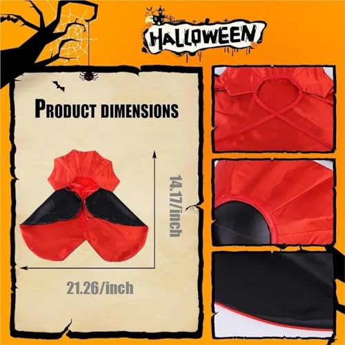 Pet Vampire Cape Cloak 8-Piece Red Black Halloween Pet Vampire Cloak Adjustable Cape Horror Style Dress Gift for Cats Dogs All Season