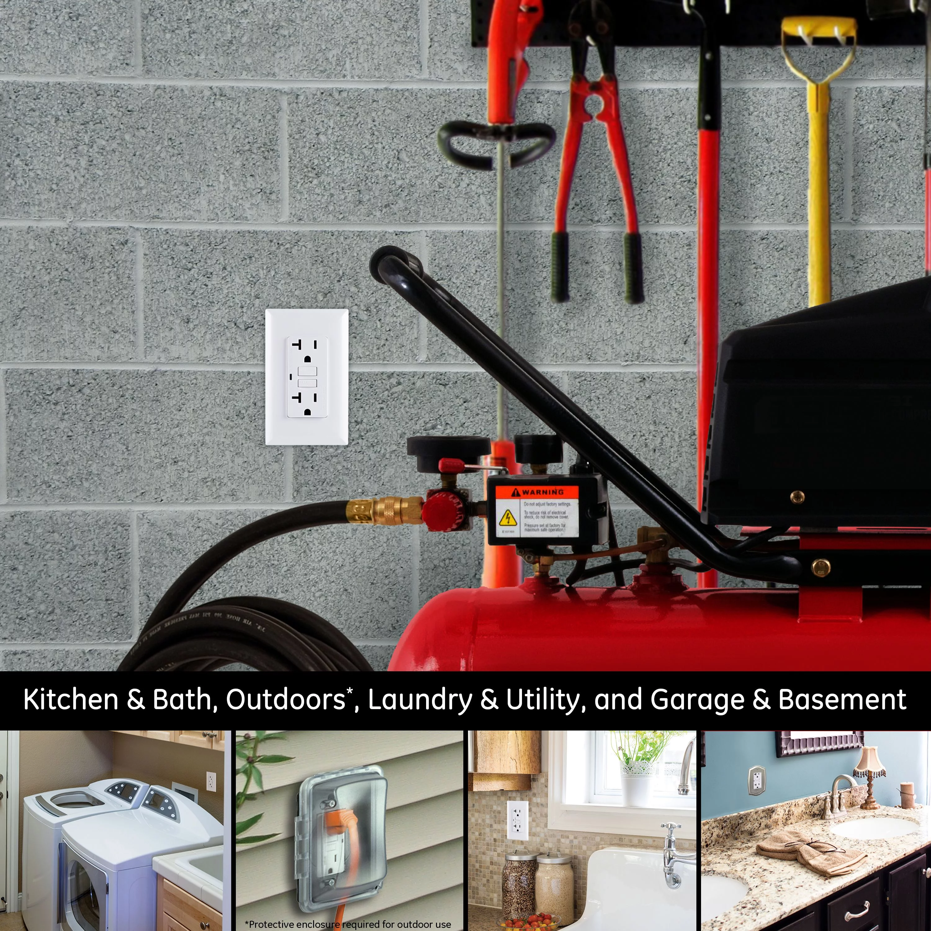 GE UltraPro 20A GFCI Outlet, White – 32077