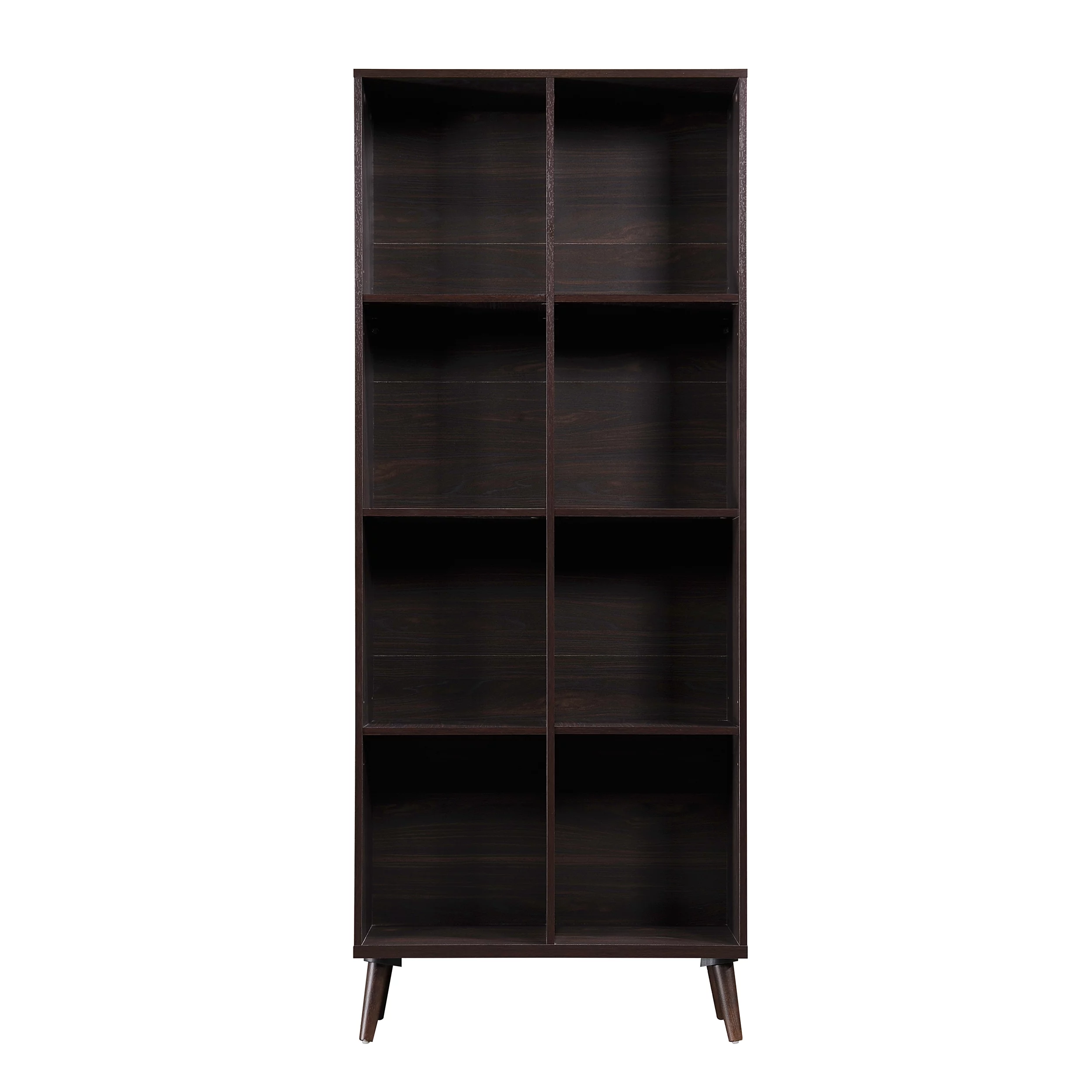 Noble House Leon Mid Century Finish Faux Wood Bookcase,Walnut