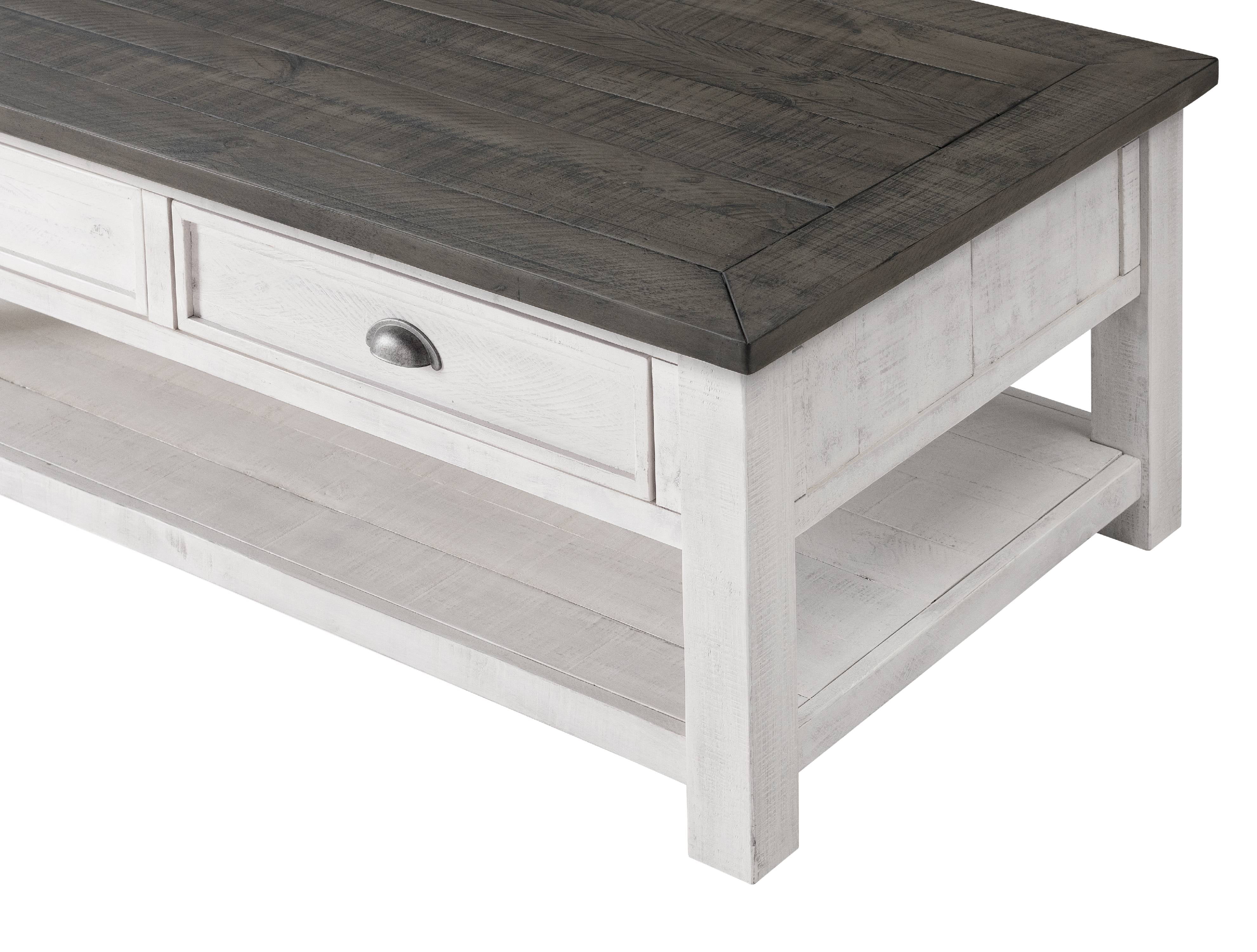 Martin Svensson Home Monterey Solid Wood 2 Drawer Coffee Table White and Gray