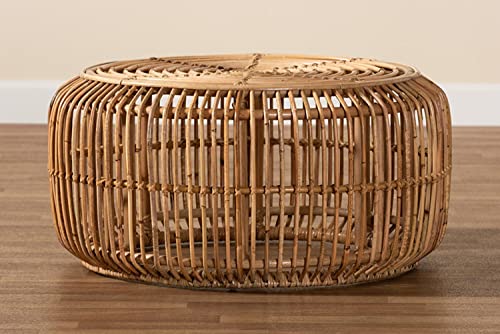 Baxton Studio Aliane Modern Bohemian Natural Brown Antique Rattan Coffee Table Brown/Rattan