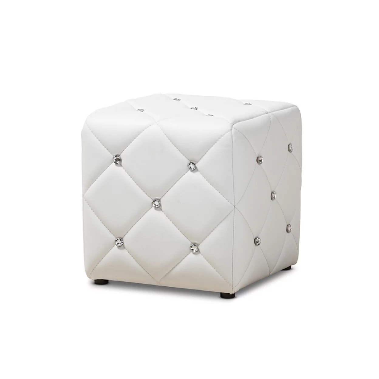 Baxton Studio Stacey Modern and Contemporary White Faux Leather Upholstered Ottoman