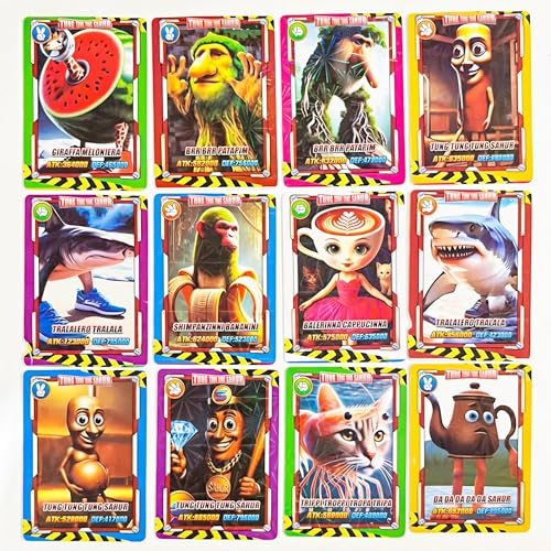 288Pc Official Italian Brainrot Rot Cards Collection, Tralalero Tralala and Tung Tung Tung Sahur,Gold Card Flash Card Collection, Rare (288Pc Whole Box)