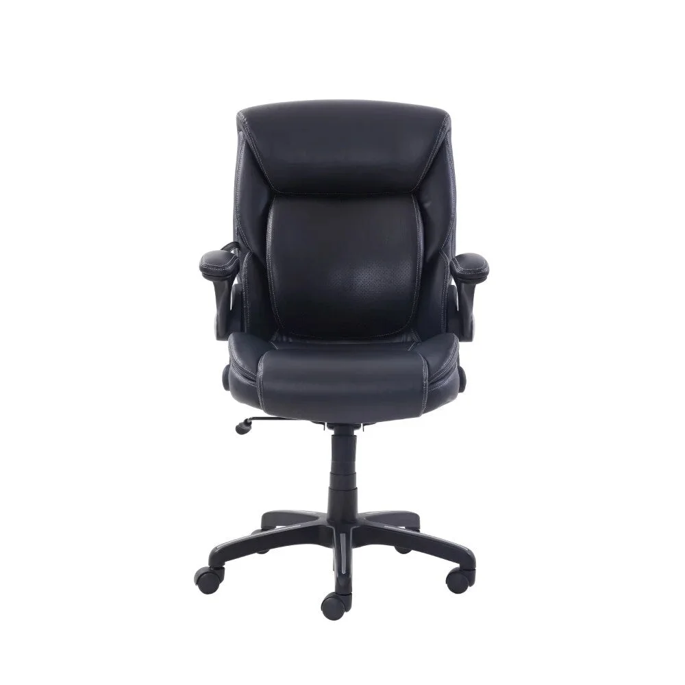 Serta Air Lumbar Bonded Leather Manager Office Chair, Black