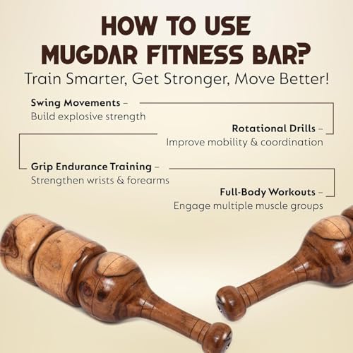 KNK MUGDAR FITNESS BAR INDIAN CLUB MUDGAR BHEEM MACE SHOULDER EQUIPMENT MEEL KARLA KATAI MUGDAL FITNESS DURABLE WOODEN EQUIPMENT