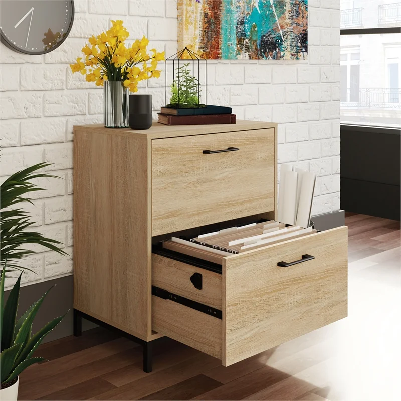 Pemberly Row Traditional Engineered Wood Lateral File Cabinet in Charter Oak