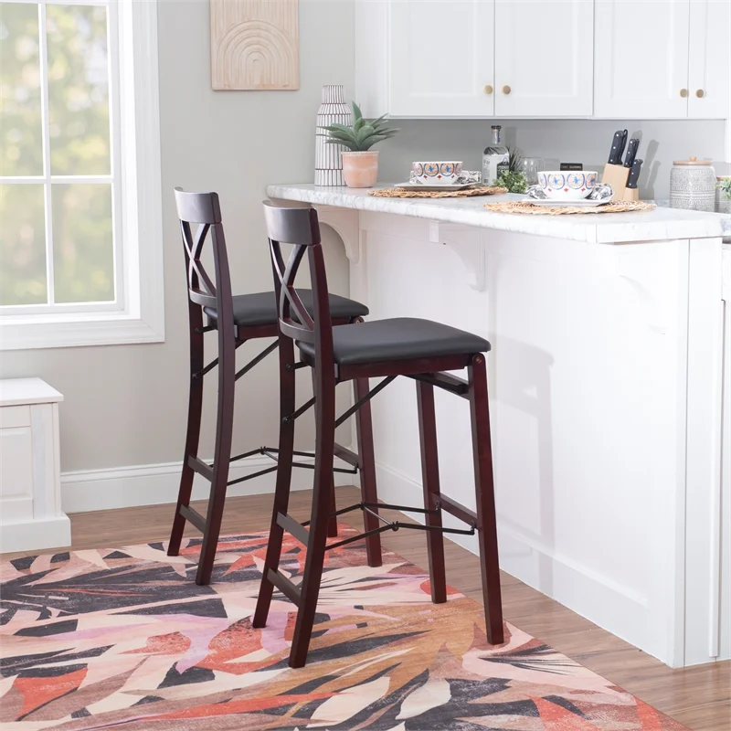 Linon Triena X Back Folding Bar Stool, 30 inch Seat Height