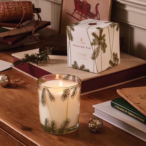 Thymes Frasier Fir Pine Needle Candle – Holiday Candles for Home Scented with Notes of Crisp Siberian Fir, Cedarwood & Sandalwood – Christmas Decor – Christmas Gifts for Women & Men (2 oz)