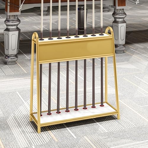 Metal Pool Cue Holder Stand - Portable Tabletop Rack for Up to 8 Pool Sticks & Billiard Accessories - Perfect for Game Room & Billiard Room (Silver)