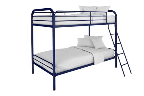 DHP Twin-Over-Futon Convertible Couch and Bed with Metal Frame, Ladder and Guardrails - Black